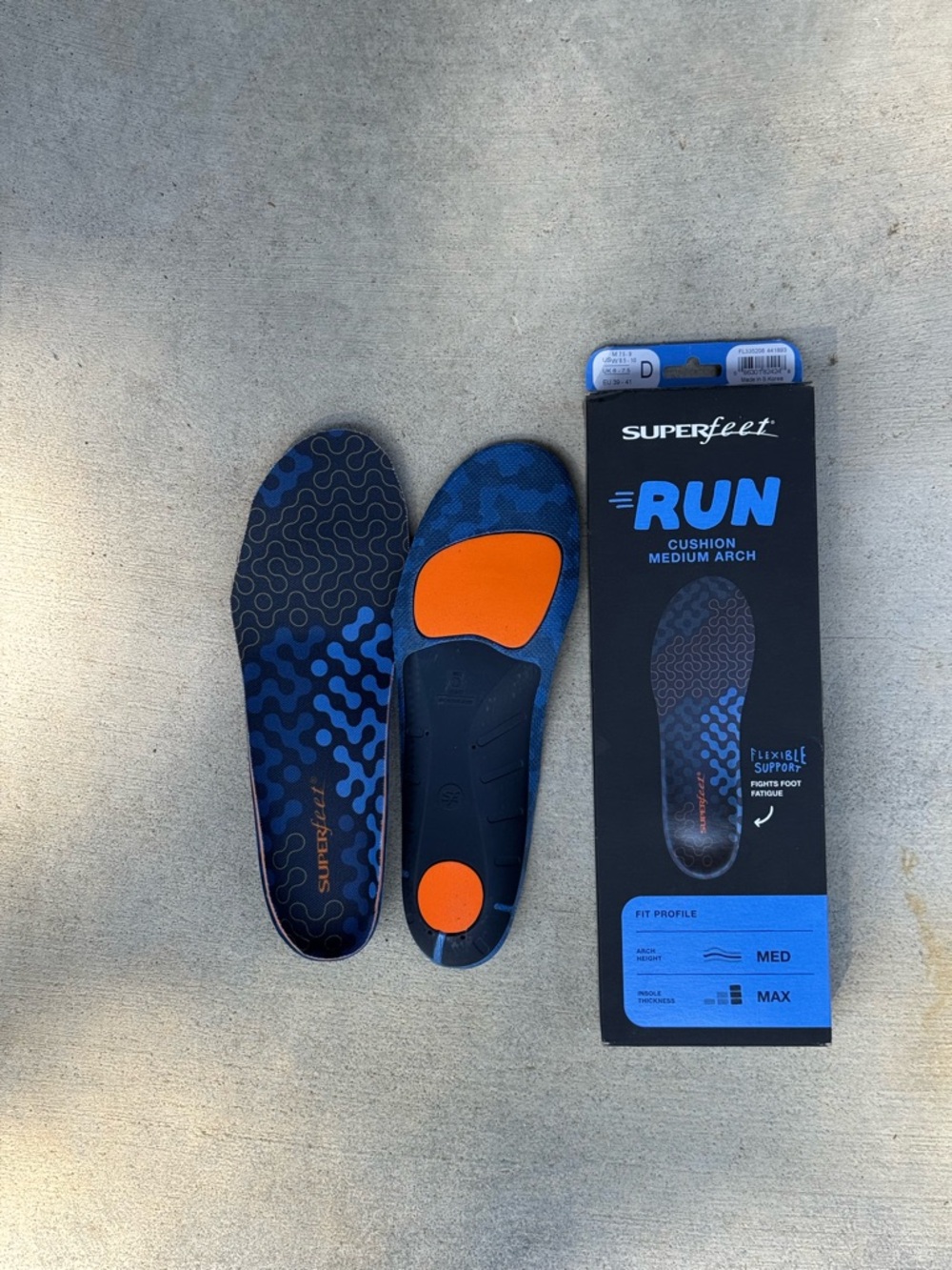 Superfeet Run Cushion Medium Arch Insoles